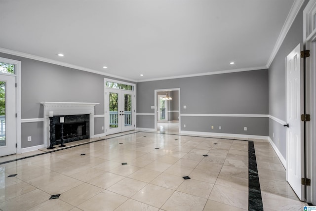 4049 Water Willow Ln, Hoover, AL 35244 - unfurnished living room featuring crown molding, baseboards, and recessed lighting