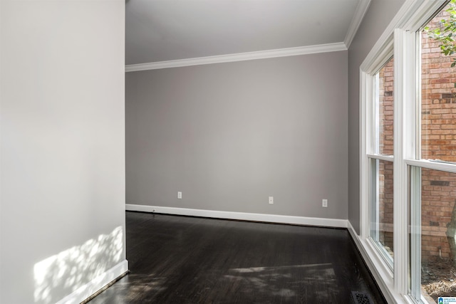 4049 Water Willow Ln, Hoover, AL 35244 - unfurnished room with visible vents, baseboards, ornamental molding, and dark wood finished floors