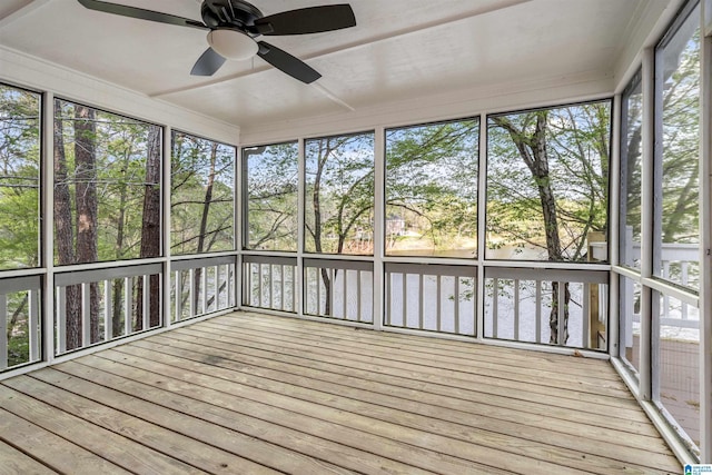 4049 Water Willow Ln, Hoover, AL 35244 - unfurnished sunroom with ceiling fan and plenty of natural light