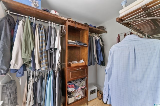 spacious closet featuring light wood-type flooring