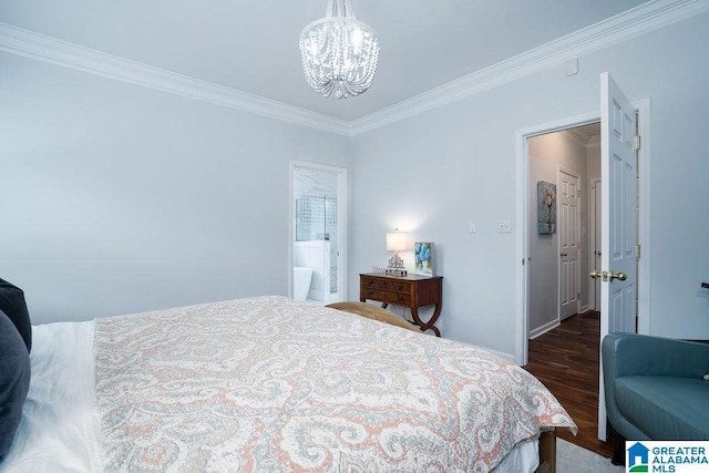 1595 Creekstone Cir, Birmingham, AL 35243 - bedroom with a chandelier, crown molding, and wood finished floors