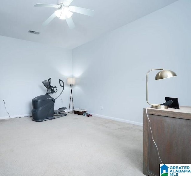 1595 Creekstone Cir, Birmingham, AL 35243 - exercise room with carpet flooring and a ceiling fan