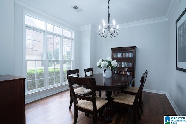 1595 Creekstone Cir, Birmingham, AL 35243 - dining area featuring a chandelier, crown molding, and wood finished floors