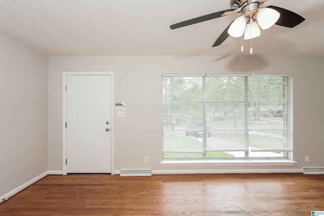 1625 Mann Dr, Birmingham, AL 35214 - interior space with baseboards, visible vents, wood finished floors, and a ceiling fan