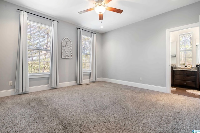 13147 Allison Dr, Lake View, AL 35111 - carpeted spare room featuring baseboards, a ceiling fan, and a wealth of natural light