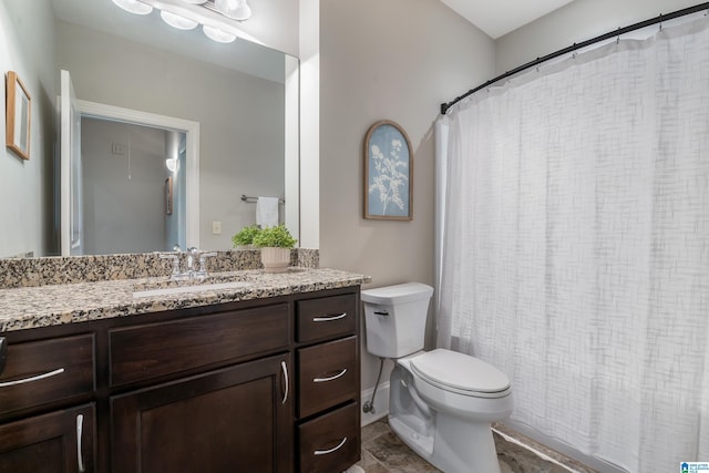 13147 Allison Dr, Lake View, AL 35111 - bathroom featuring curtained shower, vanity, and toilet