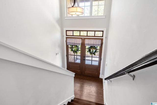 13147 Allison Dr, Lake View, AL 35111 - entryway featuring a wealth of natural light, stairway, a high ceiling, and dark wood finished floors