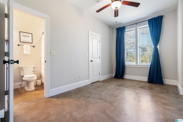 13147 Allison Dr, Lake View, AL 35111 - unfurnished bedroom featuring ceiling fan, baseboards, connected bathroom, and finished concrete floors
