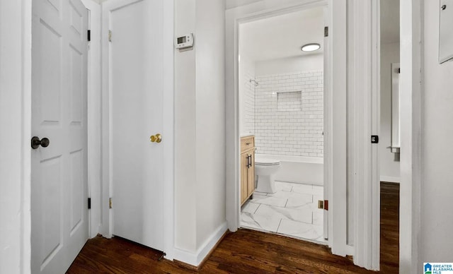 hallway featuring wood finished floors