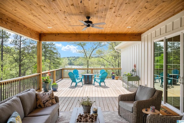 2505 Shore Side Ln, Sylacauga, AL 35151 - deck featuring an outdoor hangout area and ceiling fan