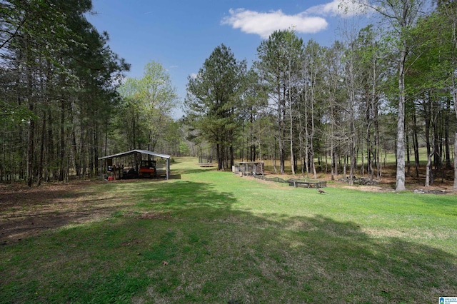 view of yard featuring a detached carport