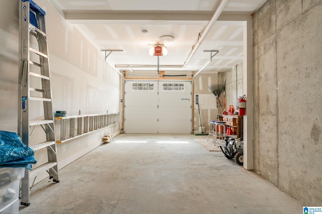 garage with a garage door opener
