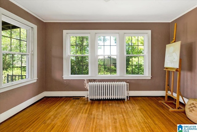 2701 21st St, Birmingham, AL 35208 - unfurnished room with crown molding, radiator, and wood finished floors