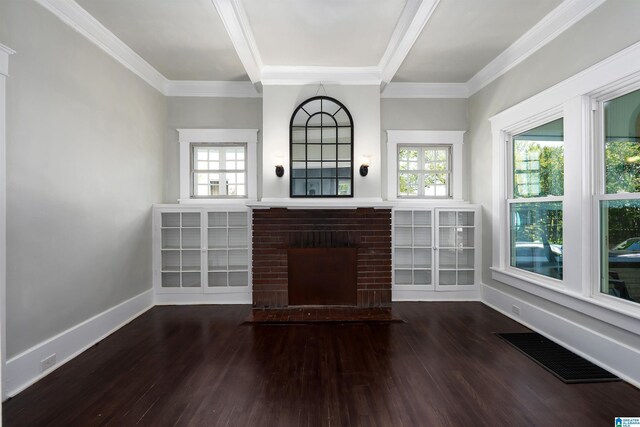 1730 Cullom St S, Birmingham, AL 35205 - unfurnished living room featuring a brick fireplace, visible vents, baseboards, and wood finished floors
