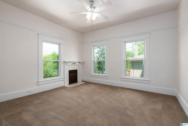 1730 Cullom St S, Birmingham, AL 35205 - unfurnished living room featuring carpet, a ceiling fan, and a healthy amount of sunlight