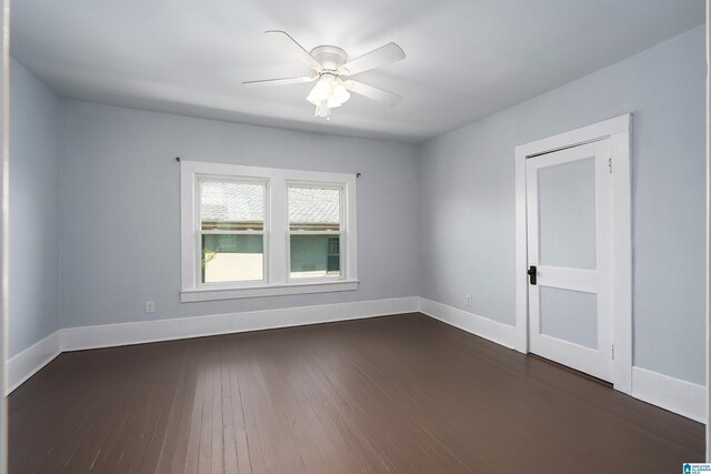 1730 Cullom St S, Birmingham, AL 35205 - empty room with dark wood-type flooring, baseboards, and ceiling fan