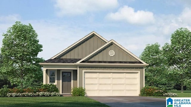 810 Sterling Pl, Odenville, AL 35120 - view of front of home featuring a front yard, driveway, board and batten siding, and an attached garage