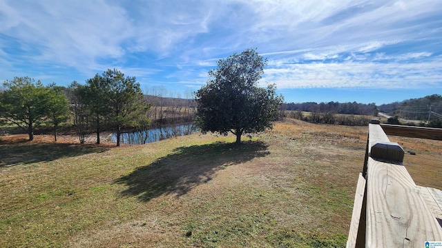 view of yard with a water view
