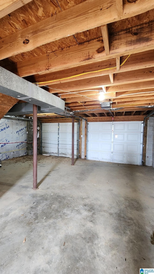 garage with a garage door opener