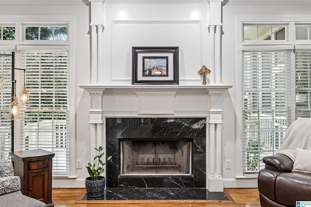 5006 Aberdeen Way, Hoover, AL 35242 - room details with a fireplace and wood finished floors