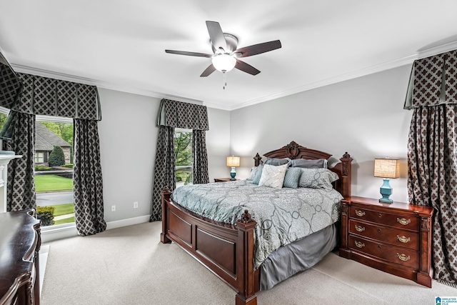 5006 Aberdeen Way, Hoover, AL 35242 - bedroom with crown molding, ceiling fan, light colored carpet, and baseboards