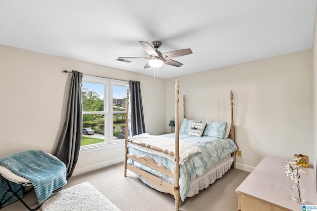 5006 Aberdeen Way, Hoover, AL 35242 - bedroom with light carpet, baseboards, a ceiling fan, and visible vents