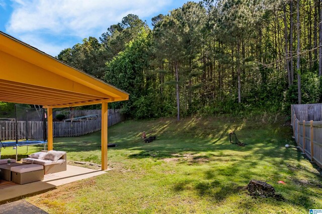 5544 Colony Ln, Hoover, AL 35226 - view of yard featuring a trampoline, a patio, and a fenced backyard