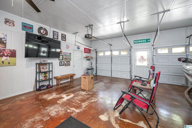 garage with a garage door opener