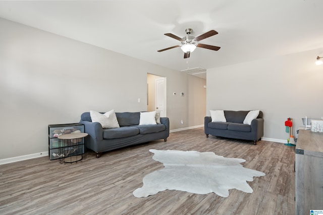 6106 Townley Ct, Mccalla, AL 35111 - living room with wood finished floors, attic access, ceiling fan, and baseboards