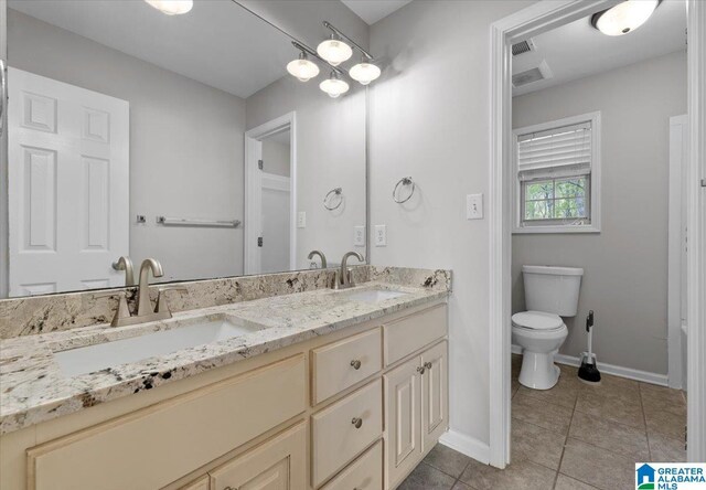 88 Glen Trce, Springville, AL 35146 - full bathroom featuring tile patterned floors, double vanity, a sink, and toilet