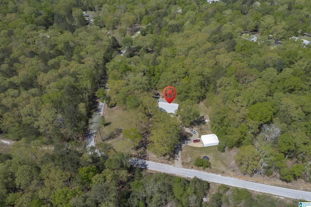 aerial view with a forest view