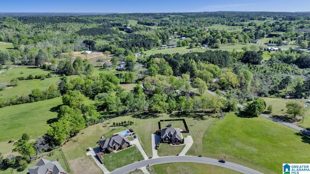 aerial view with a wooded view