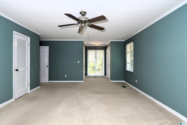 5000 Cameron Rd, Birmingham, AL 35242 - spare room featuring light carpet, baseboards, ornamental molding, and ceiling fan