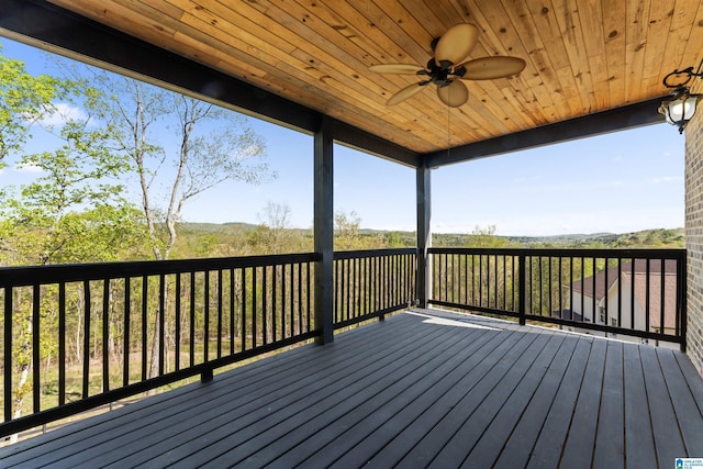 deck featuring ceiling fan
