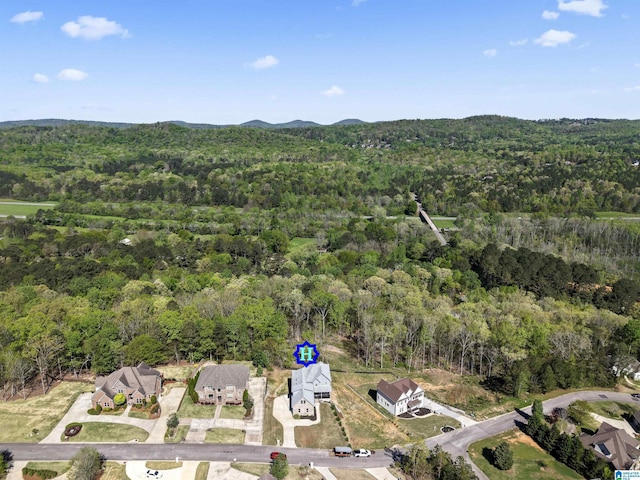 aerial view with a wooded view