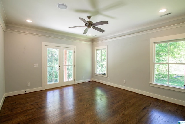 672 Kent Dairy Rd, Alabaster, AL 35007 - unfurnished room featuring baseboards, ornamental molding, and french doors