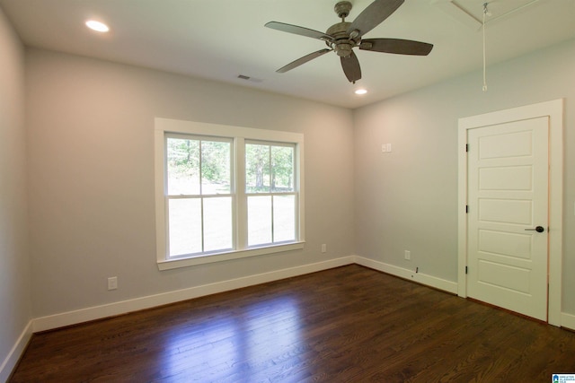 672 Kent Dairy Rd, Alabaster, AL 35007 - unfurnished room featuring attic access, baseboards, visible vents, and dark wood-type flooring