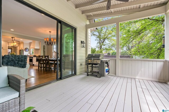 1119 Crest Ave, Homewood, AL 35209 - wooden deck with grilling area