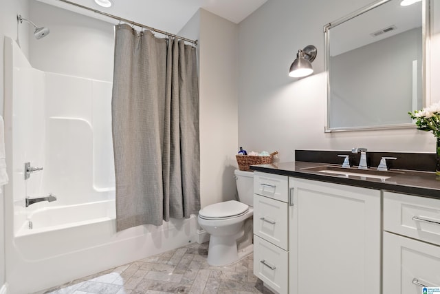 1119 Crest Ave, Homewood, AL 35209 - full bath with visible vents, toilet, vanity, and shower / bath combination with curtain