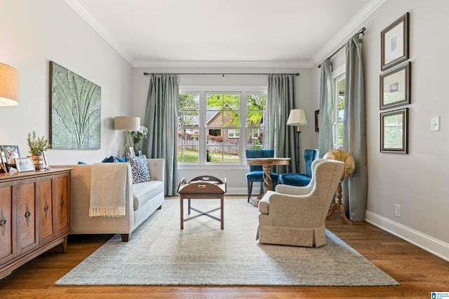 1119 Crest Ave, Homewood, AL 35209 - sitting room with crown molding, wood finished floors, and baseboards