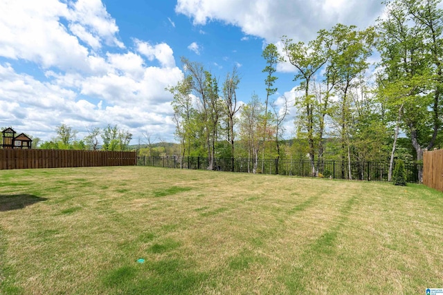 view of yard featuring a fenced backyard