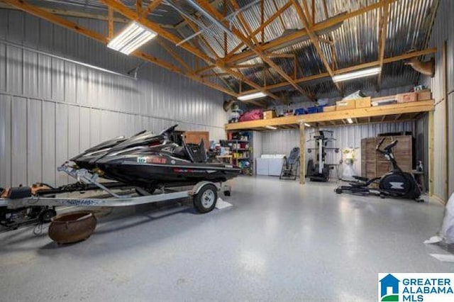 garage featuring metal wall