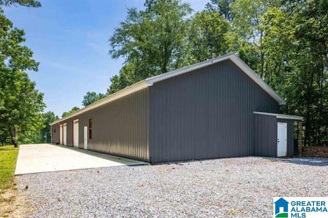view of detached garage
