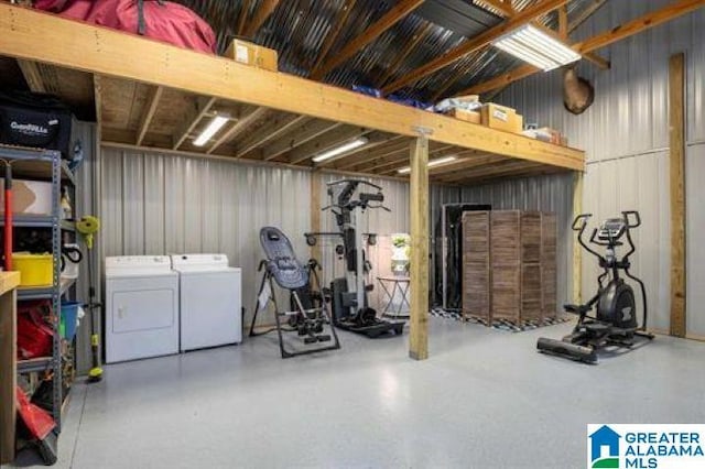 basement featuring separate washer and dryer