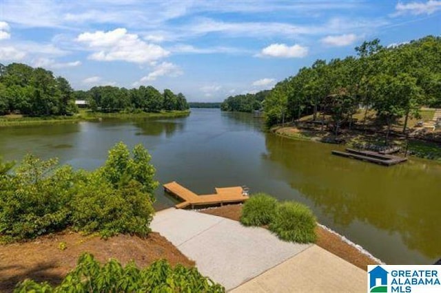 property view of water with a boat dock