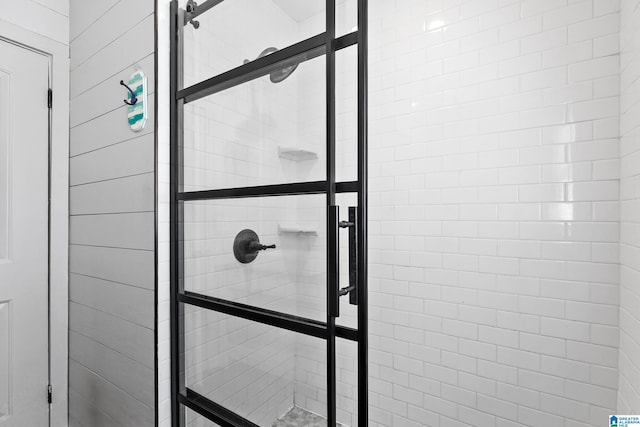 interior details with a shower stall