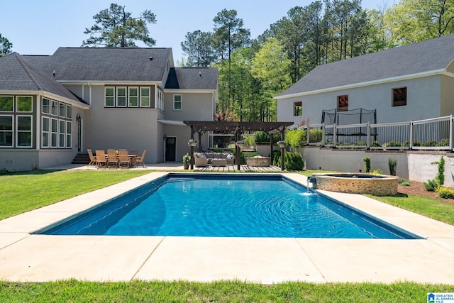 5448 Palomino Trl, Birmingham, AL 35242 - outdoor pool featuring a pergola, outdoor lounge area, fence, outdoor dining area, and an in ground hot tub