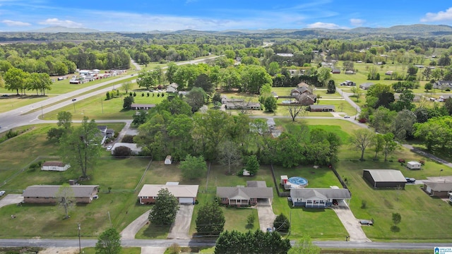 aerial view with a mountain view