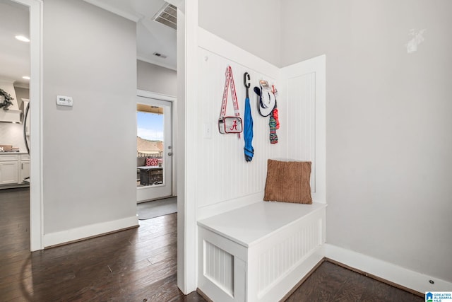 6037 Clubhouse Dr, Trussville, AL 35173 - mudroom featuring dark wood-style flooring and baseboards