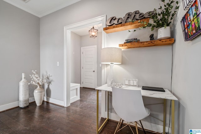 6037 Clubhouse Dr, Trussville, AL 35173 - home office featuring baseboards and dark wood-style floors